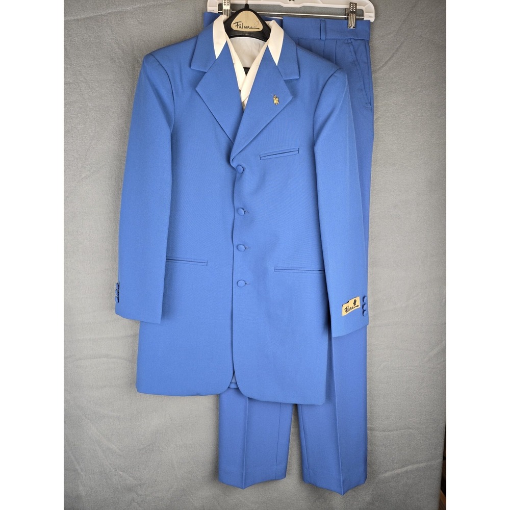 Falcone 3pc Suit Boys 14R Blue Knight Compo Jr Formal Wedding Vintage